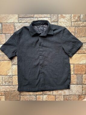 Cactus Man Ricky Singh Black Textured Short-Sleeve Button-Up Shirt